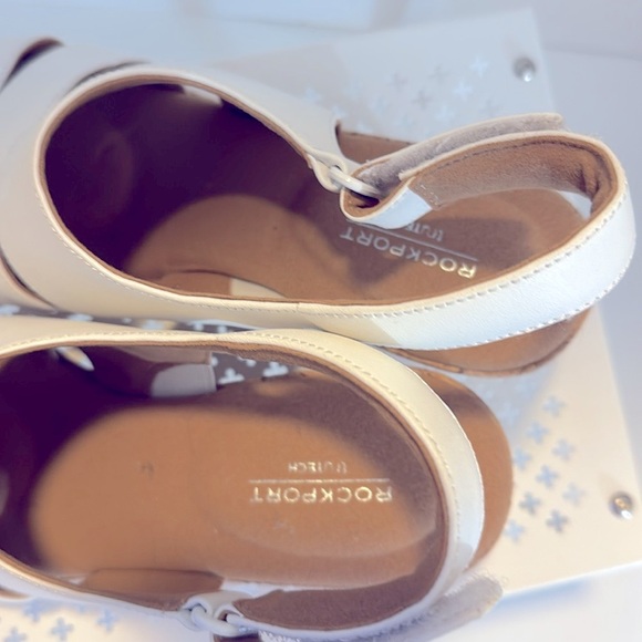 Rockport TruTech White Leather Wedge Heel Sandals Size 9 M Velcro Closure - Picture 7 of 11